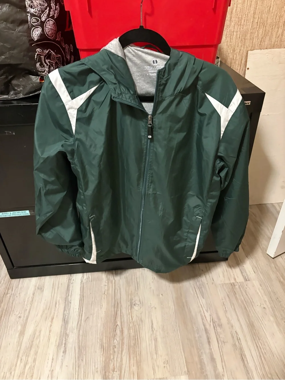 Holloway Forest Green Hooded Bomber Jacket with Grey Lining